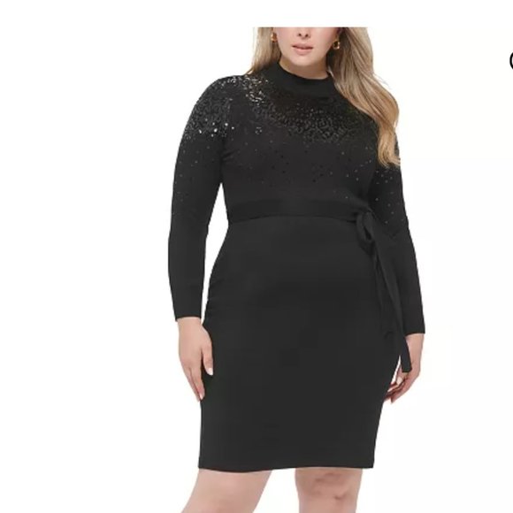 Vince Camuto Plus Size Sequined Sweater Dress - 2X - Picture 1 of 8
